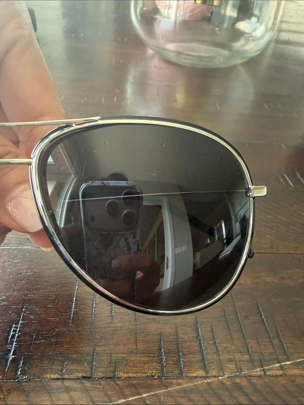 Saint Laurent Silver Aviator Sunglasses with Black Lenses